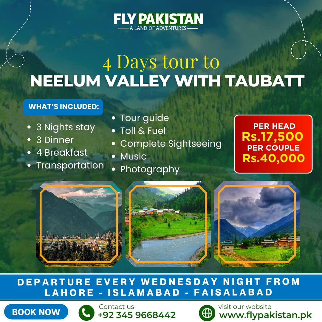 Book Deal 4 Days Tour To Neelum Valley And Taubutt 